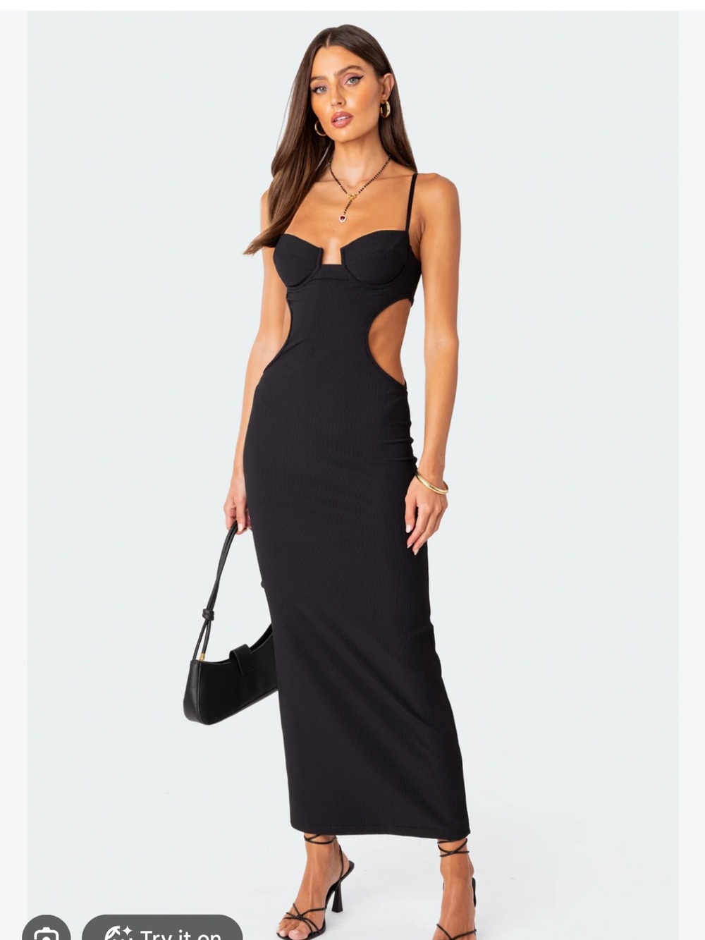 Edikted Black Cutout Maxi Dress with cut outs size S